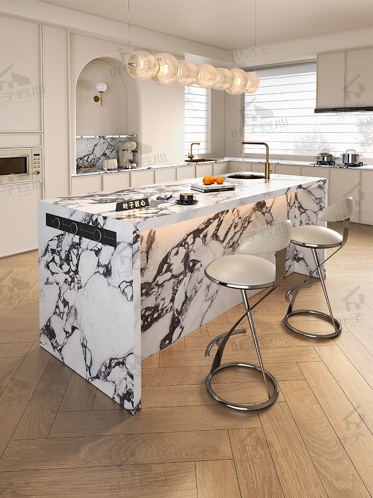 LH opening method kitchen island table dining table integrated household living room rock slab bar multi-function
