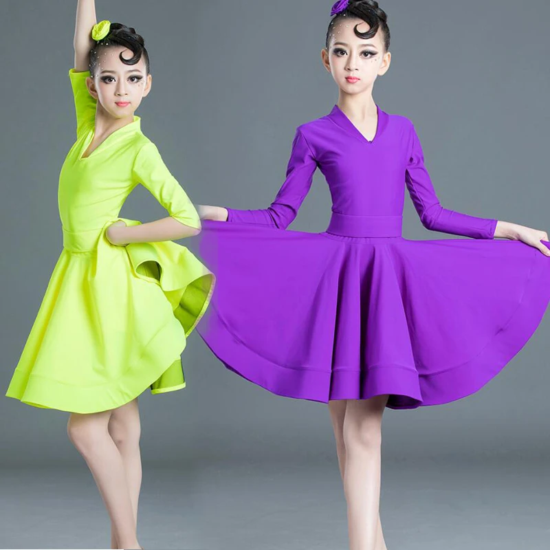 

Girls Professional Latin dancing dress Kids Salsa Dance wear clothing Children's performance Carnival Latin Stage wear clothes