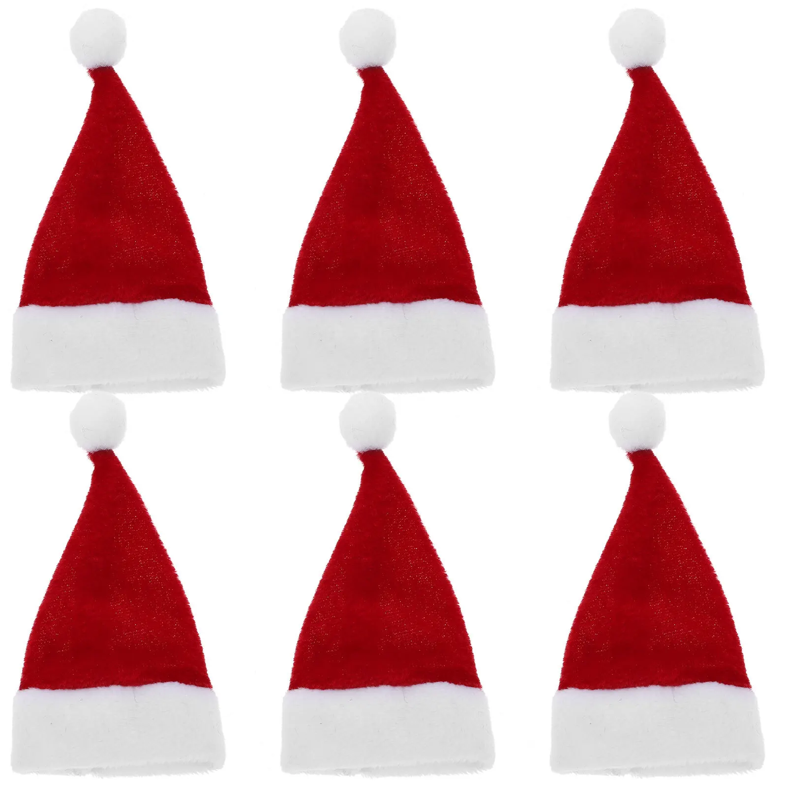 

6Pcs Miniature Christmas Hat Decoration Small Red White Santa Hat for Cutlery Lollipop Bottle Holiday Party Favor Decor