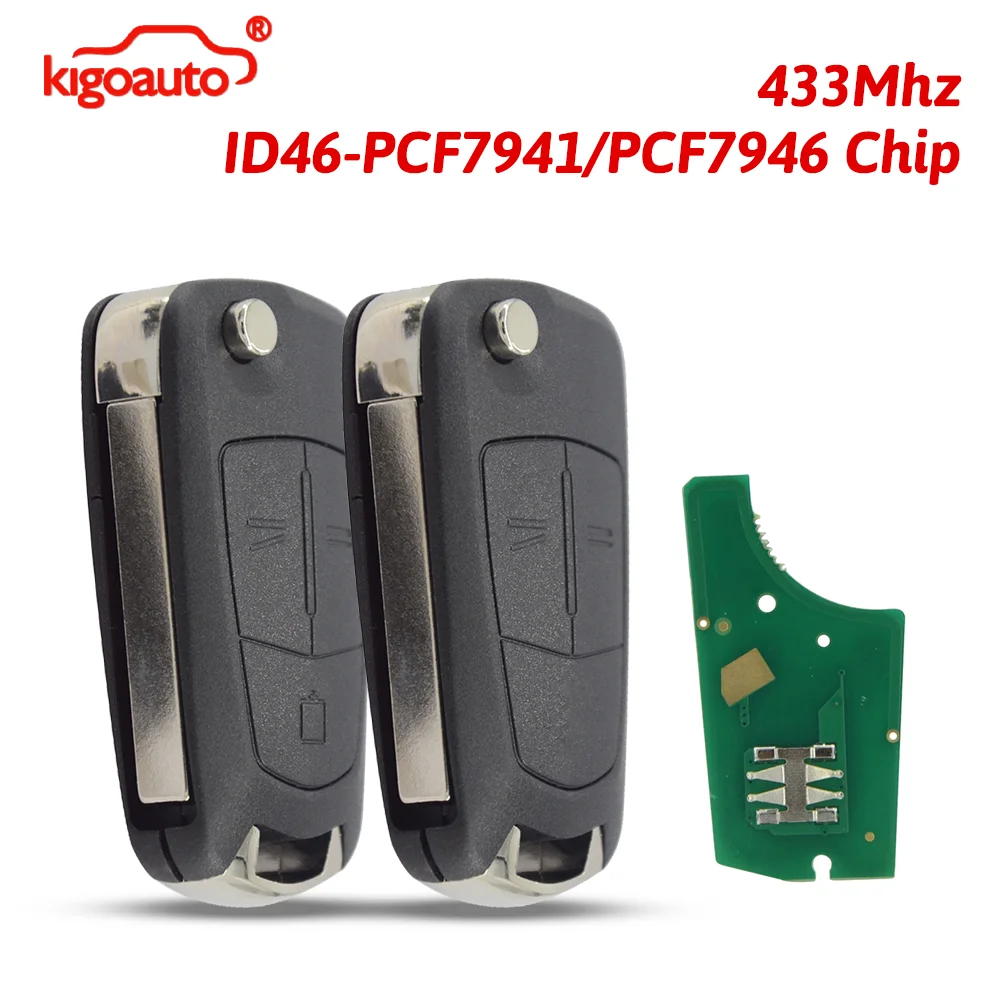 Remote Key 2/3 Button 433MHz HU100 PCF7941/7946 ID46 Chip for Opel Vauxhall Vectra C Signum Corsa D Meriva 2005-2013