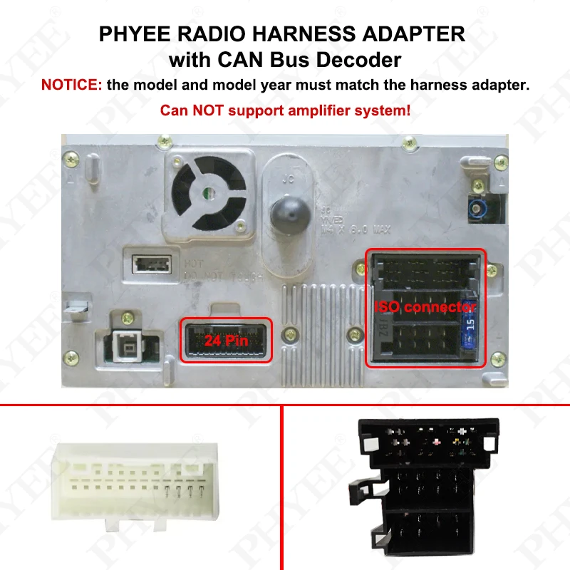 Mini-ISO Wiring Harness CAN Bus Decoder, SWC Retention, P&P Android 16Pin Cable, for Hyundai IX35, Sorento, Kia Sportage, Cee'd