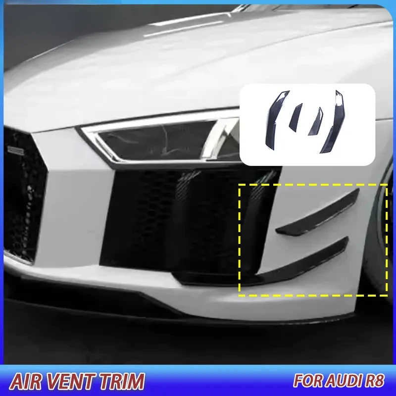 

Carbon Fiber Car Front Sp Trim Side Canard Fins Spoiler for R8 2016-2018 FRP Air Flow Vent Fender Cover