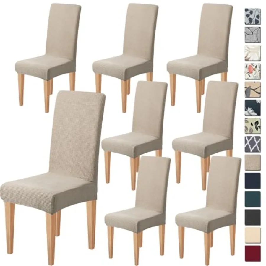 

Чехлы для стульев, эластичные, моющиеся, набор из 8 штук, мягкие чехлы для кухонных стульев, жаккардовые чехлы для стульев Parson.