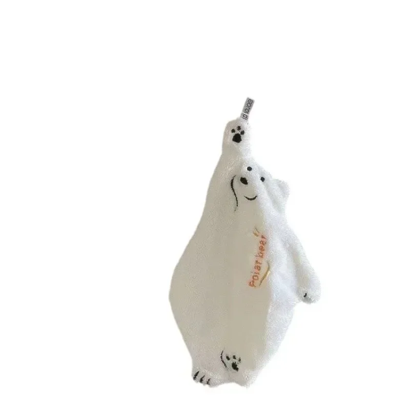 Polar Bear Hand Towel Hanging Hand Towel Coral Towel Kitchen Super Absorbent Thick Cartoon Hand Towel New Hand Towel for HomeUse