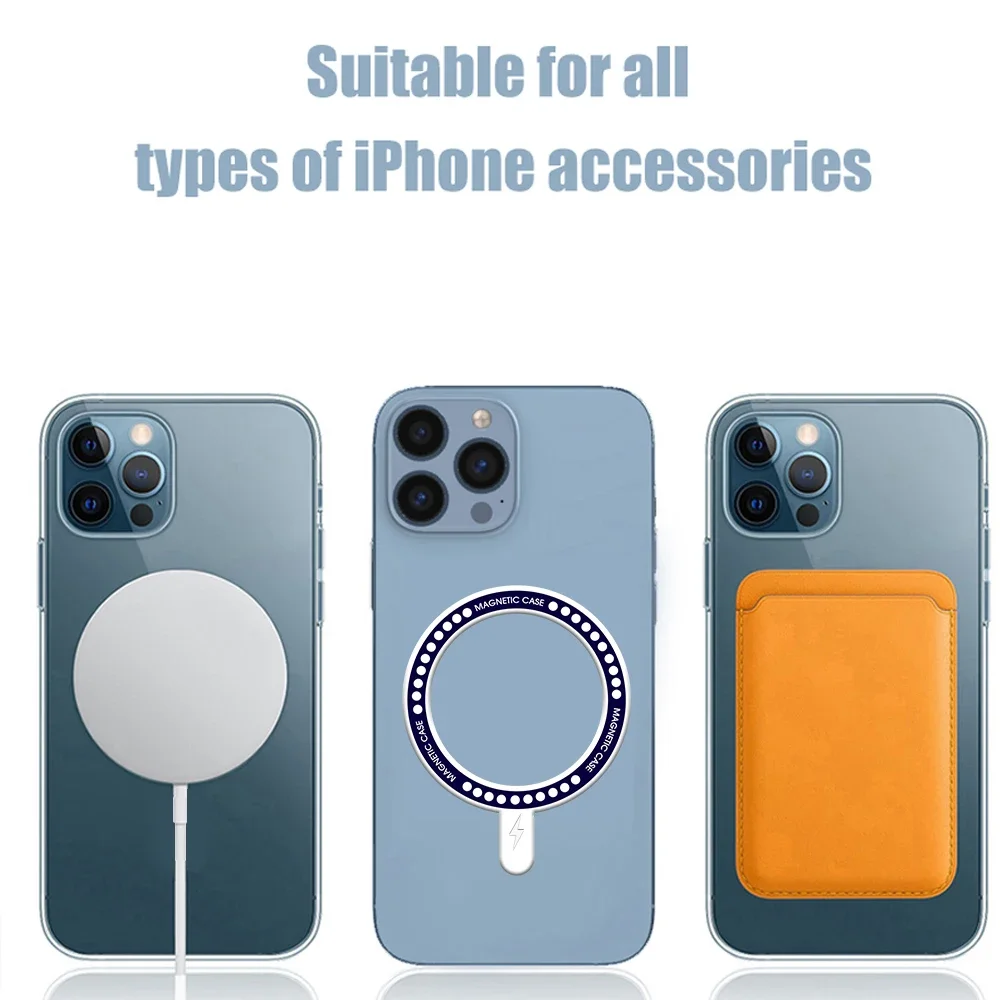 For Magsafe Magnetic Ring Wireless Charger Plate For iPhone 15 14 13 12 Pro X XR XS 8 7 Plus Universal Car Holder Magnet Sticker