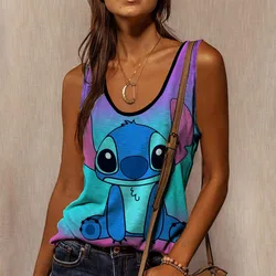 Anime T-shirt tank top Tnak top Disney Lilo&Stitch sleeveless shirt short T-shirt women's clothing short tank top