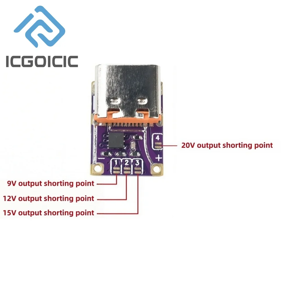 PD3.0 PD3.1 QC3.0 Deceiver Snellaadmodule DC 5/9/12/15/20/28/36/48V Spanningstrigger PD naar DC Type C Interface