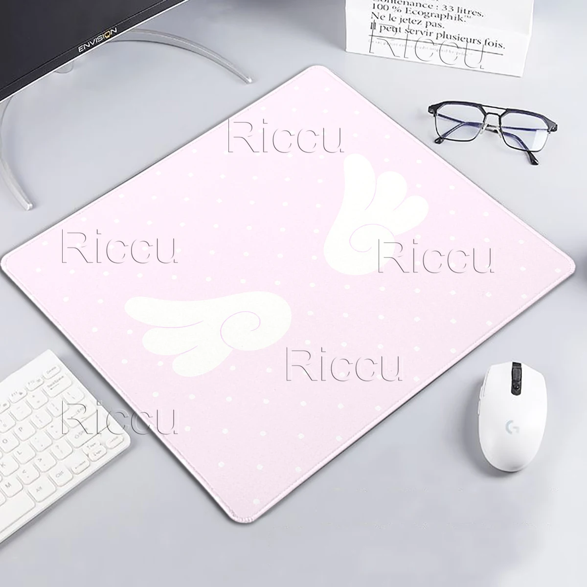 Love Wings Sky Mouse Pads Minimalist Aesthetic Desk Mats Korean Ins Style Carpet Rubber Anti-Slip Decort Small PC Cabinet XS Mat