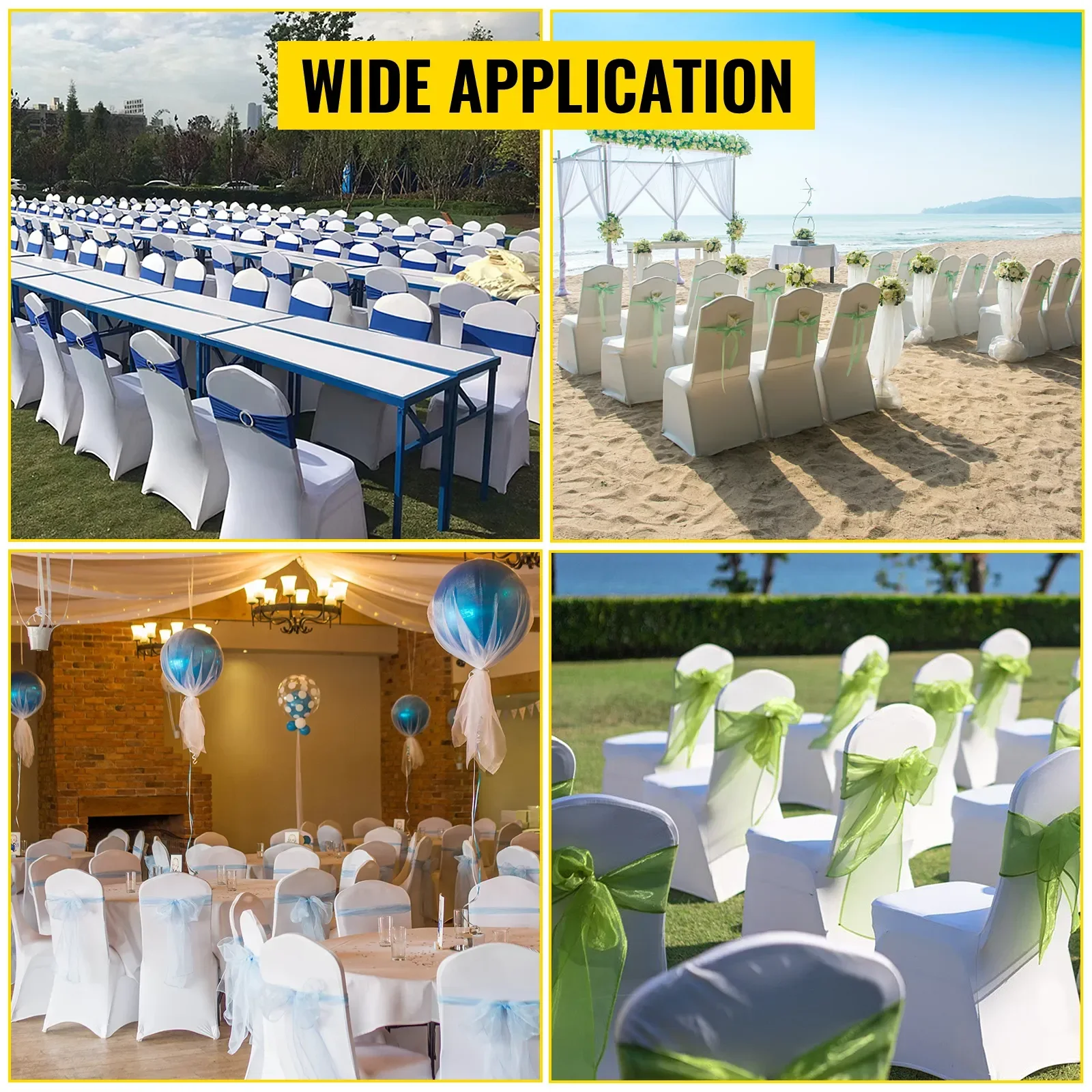

SIHAO 50Pcs White Stretch Chair Cover, Universal Fitted Spandex Slipcover Removable & Washable for Wedding, Banquet, Party & Event Decor