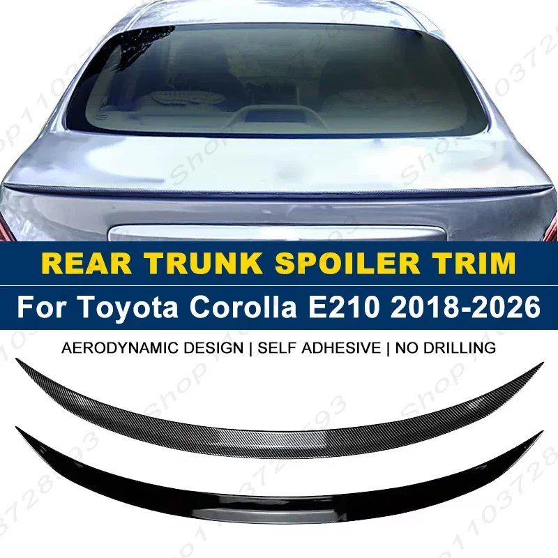 For Toyota Accessories Corolla E210 2018-2026 Car Rear Trunk Boot Spoiler Wing Lip Body Kits Gloss Black Soft Plastic