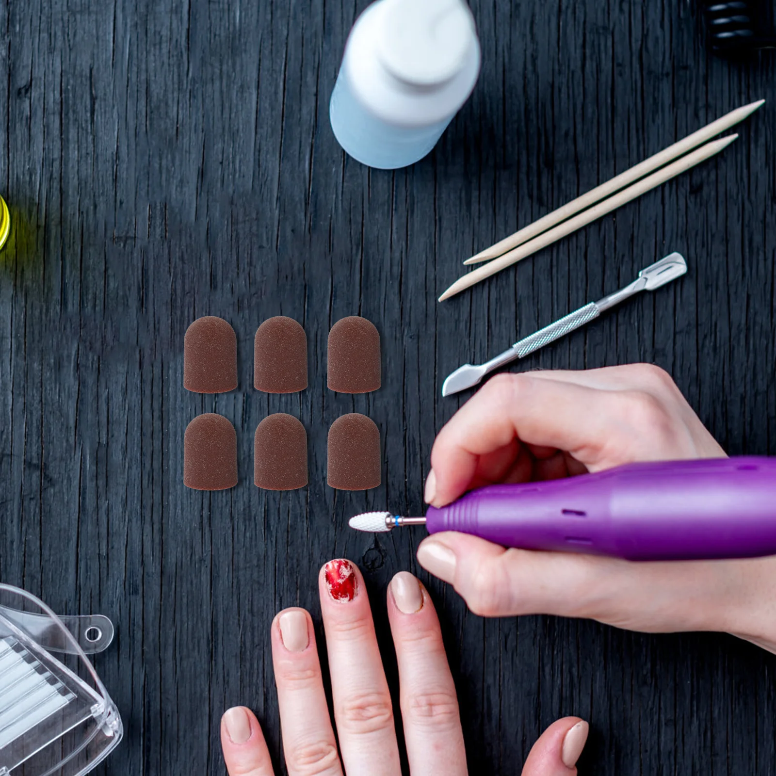 10개 네일 샌딩 매니큐어 그라인딩 헤드 내마모성 녹 방지 내열성 큐티클 네일 아트 페디큐어 도구 샌딩