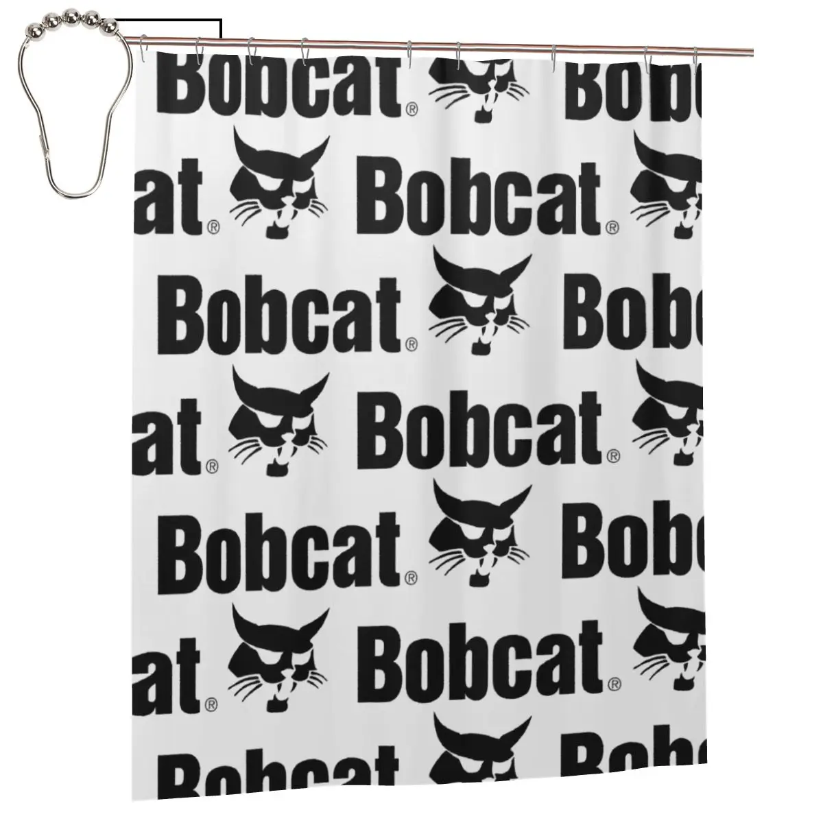 

Bobcat Logo Shower Curtain Bathroom Polyester Waterproof Bath Curtains with Hooks