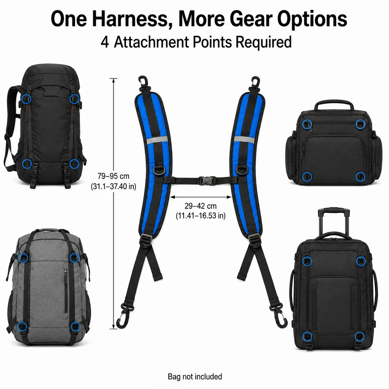 Heavy Tool Bag Carrying Shoulder Straps, Detachable Padded Backpack Harness with Adjustable Chest Strap for Work Gear