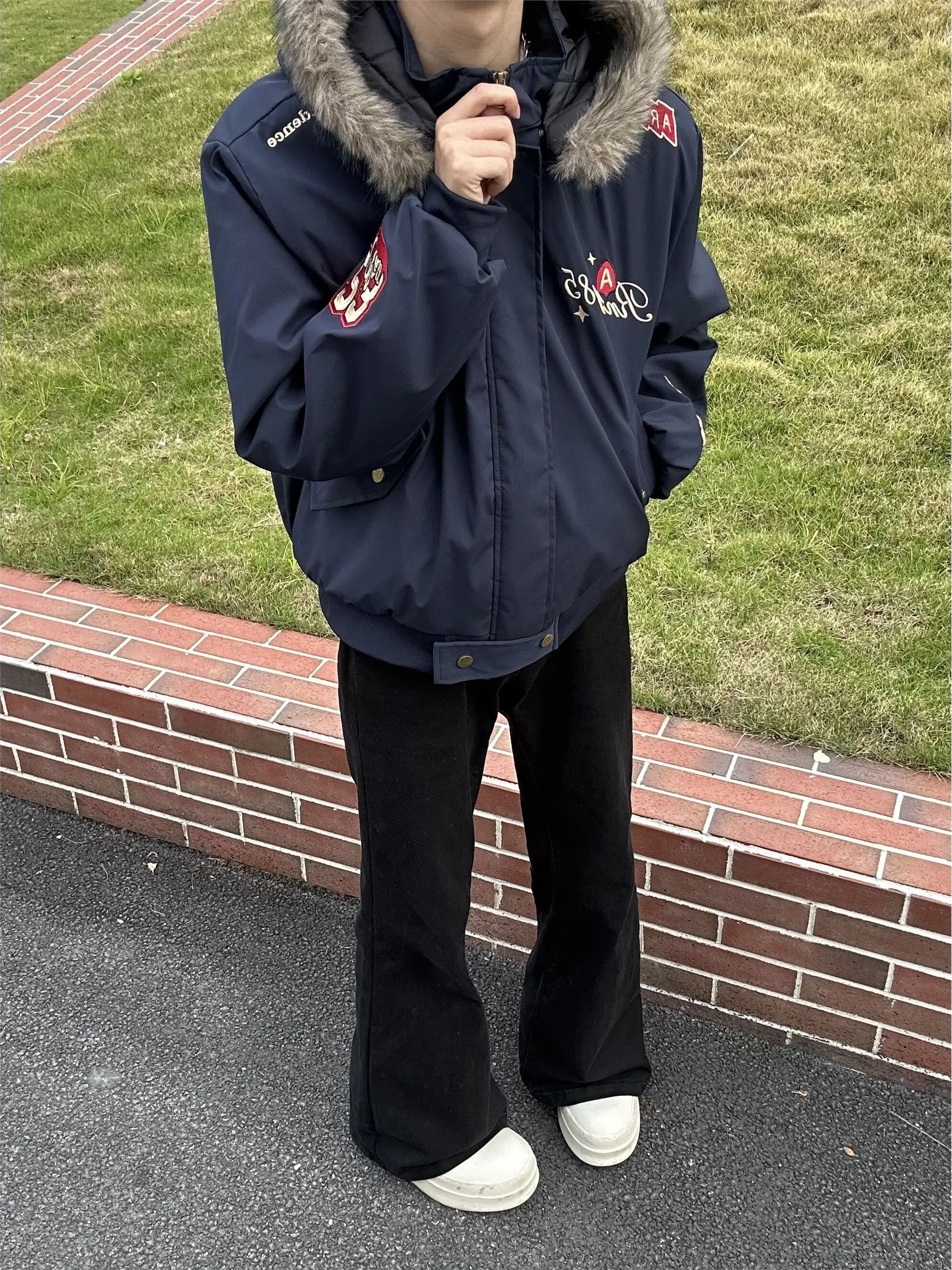 

Утепленная мужская зимняя куртка из хлопка с вышивкой в американском ретро-стиле, с изображением орла с горы Тайшань, молодежная модная верхняя одежда для сохранения тепла