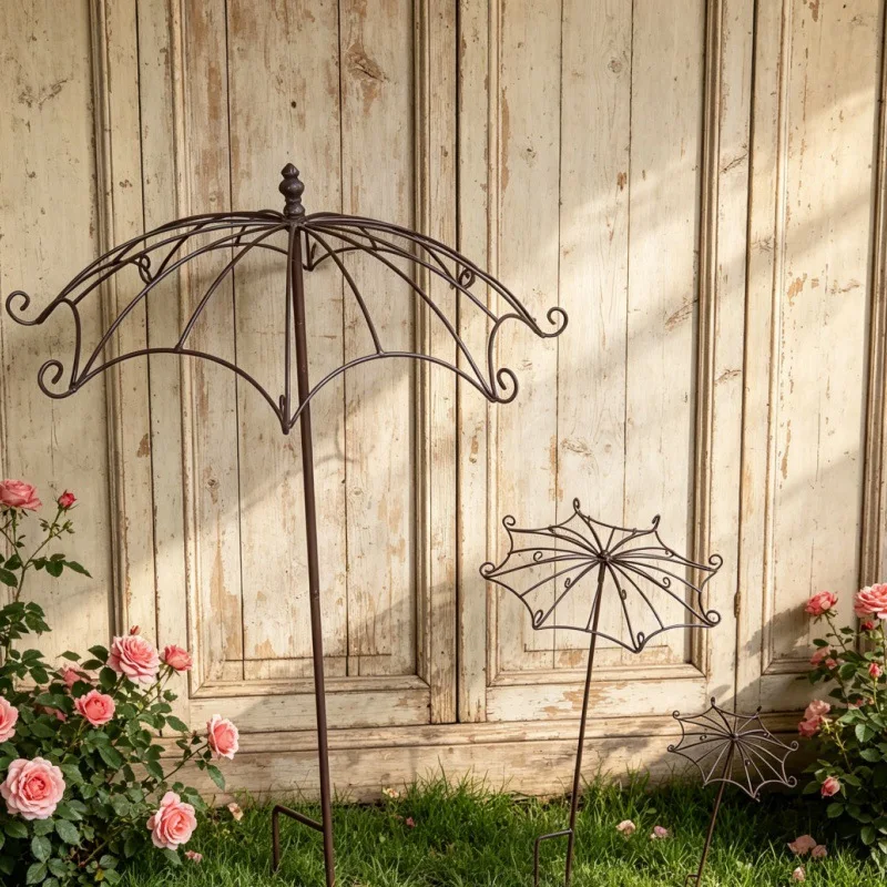 Courtyard Iron Wire Umbrella Flower Insert Climbing Frame Homestay Balcony Terrace Decorative Floor Insert Climbing Frame