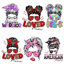 New Year 2025 Glasses Girl Heat Transfer Clothes Stickers Iron On Patches Diy Shirt Sticker For Clothes Decal Factory Wholesale