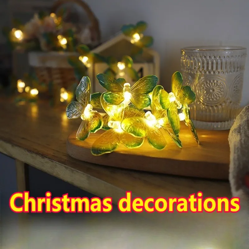 다채로운 투명 나비 장식 크리스마스 조명 웨딩 홈 데코 배터리 박스 스타일 LED 나비 라이트 스트링