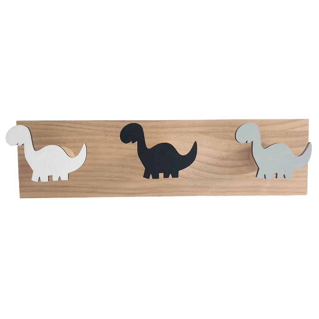 Wood Kids Dinosaur Coat Hooks Wide Application Multifunctional Strong Load-bearing Capacity