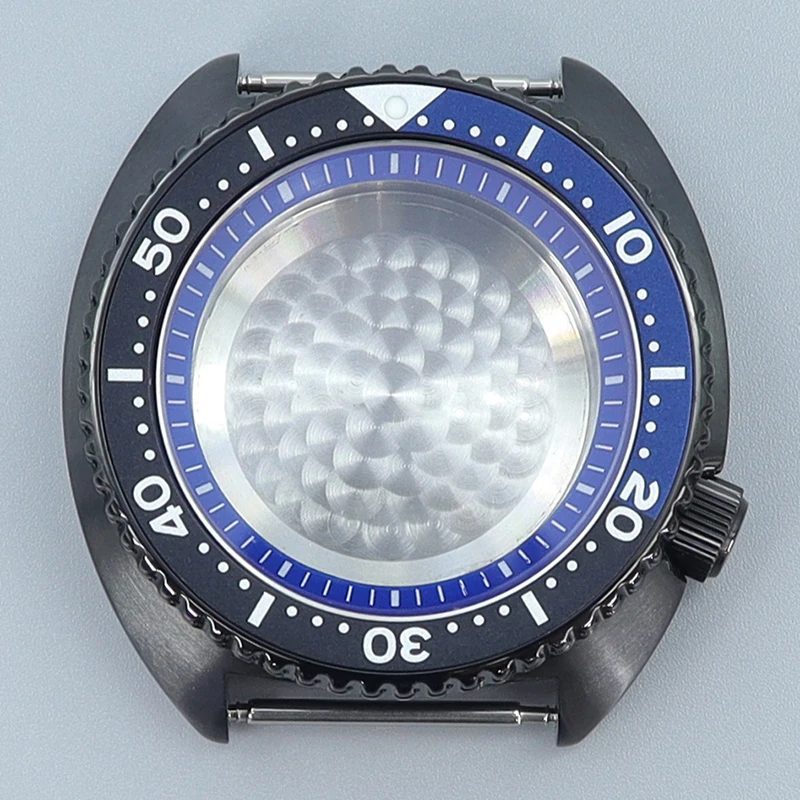 

Black 45mm Watche Case Sapphire Glass chapter Ring Mod Unidirectional Bezel Parts For Tuna Seiko NH35 NH36 Movement Big abalone