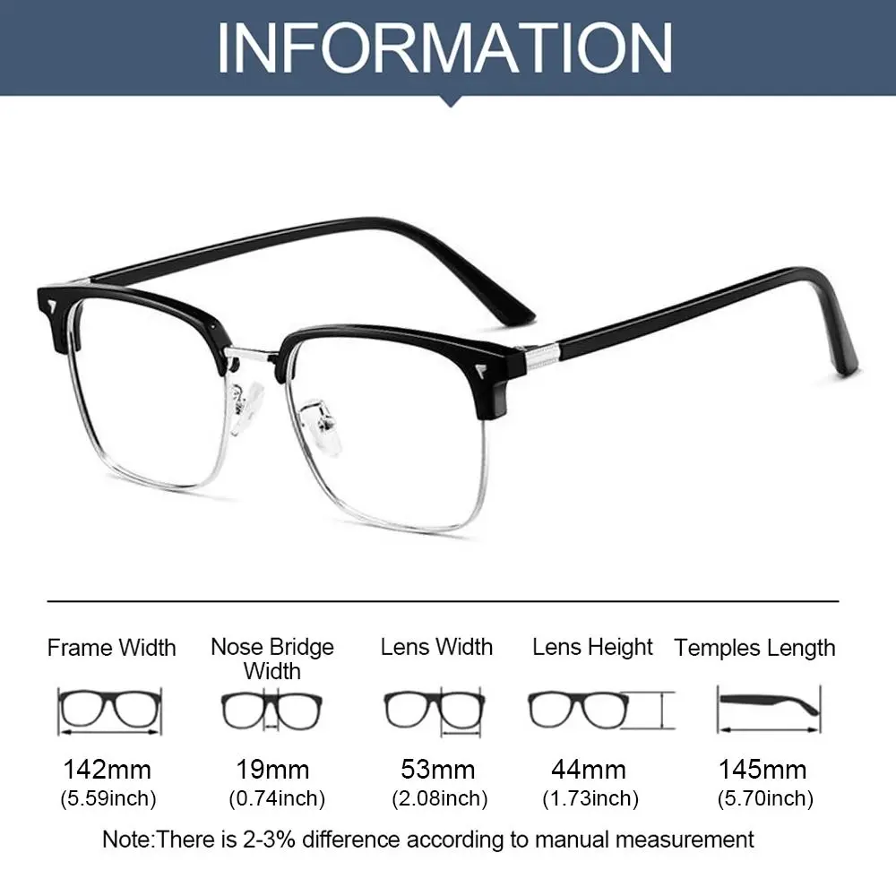 Trendy Anti Blue Light Glasses Women Men Half Square Frame Optical Spectacle Computer Eye Protection Eyewear Reading Eyeglass