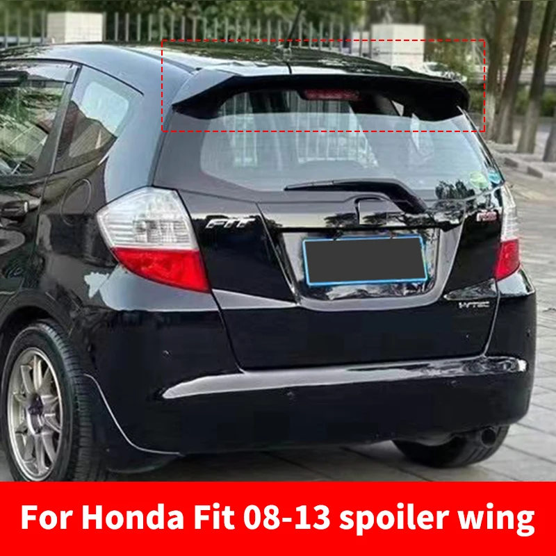 Dla Honda Fit Jazz 2008 2009 2010 2011 2012 2013 ABS plastikowy niepomalowany kolor tylny Spoiler dachowy tylny spojler na górne drzwi bagażnika skrzydło