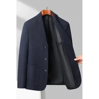 Mens Blazer Fashion Business Handsome Gentleman Korean Version of British Style Leisure Slim Solid Color Wedding Work Blazer 3