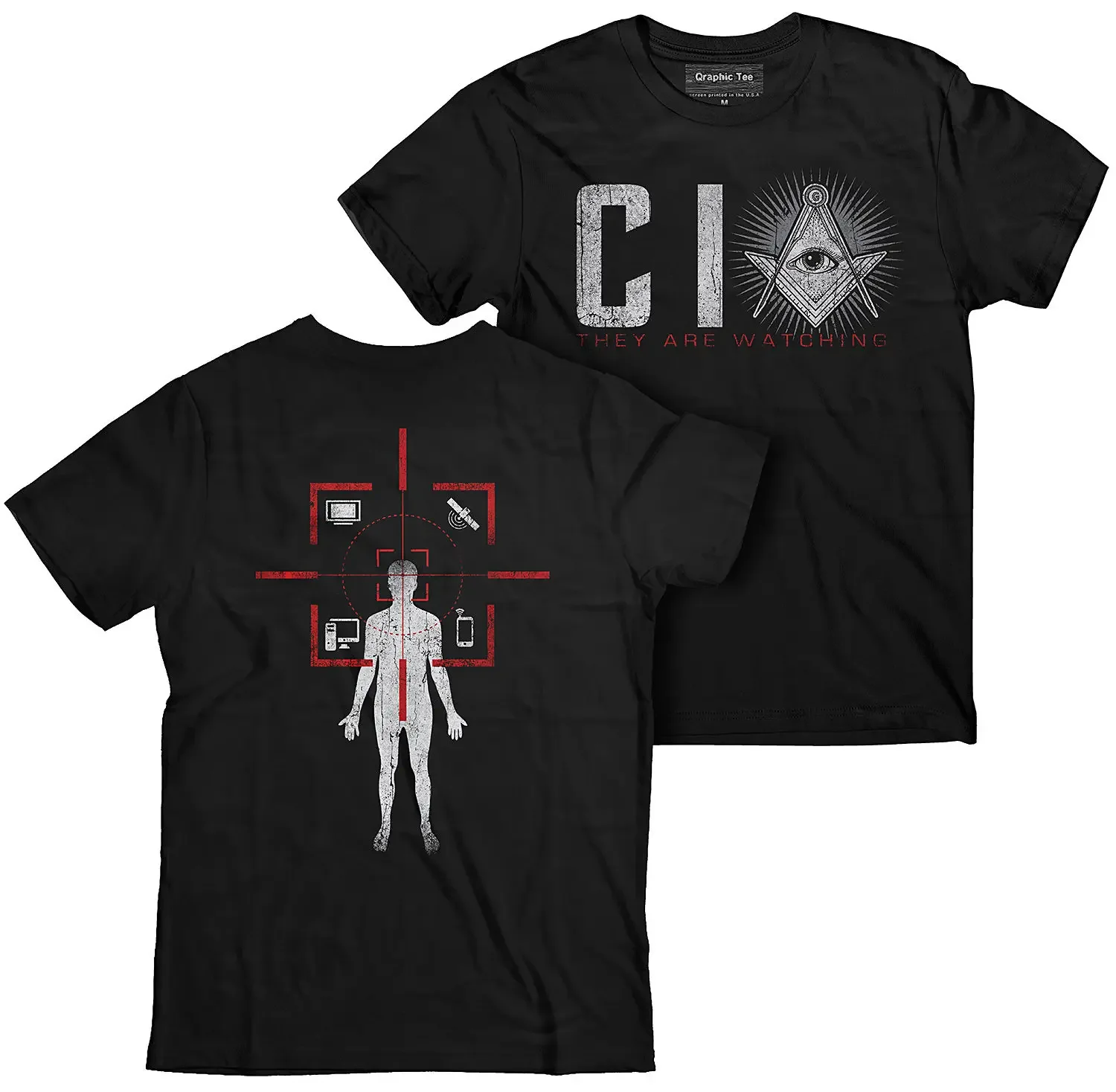 Summer New Men Funny Casual Brand Shirts Top Cia T-Shirt, Illuminati T-Shirt, Mk Ultra T-Shirt, False Flag T Shirt