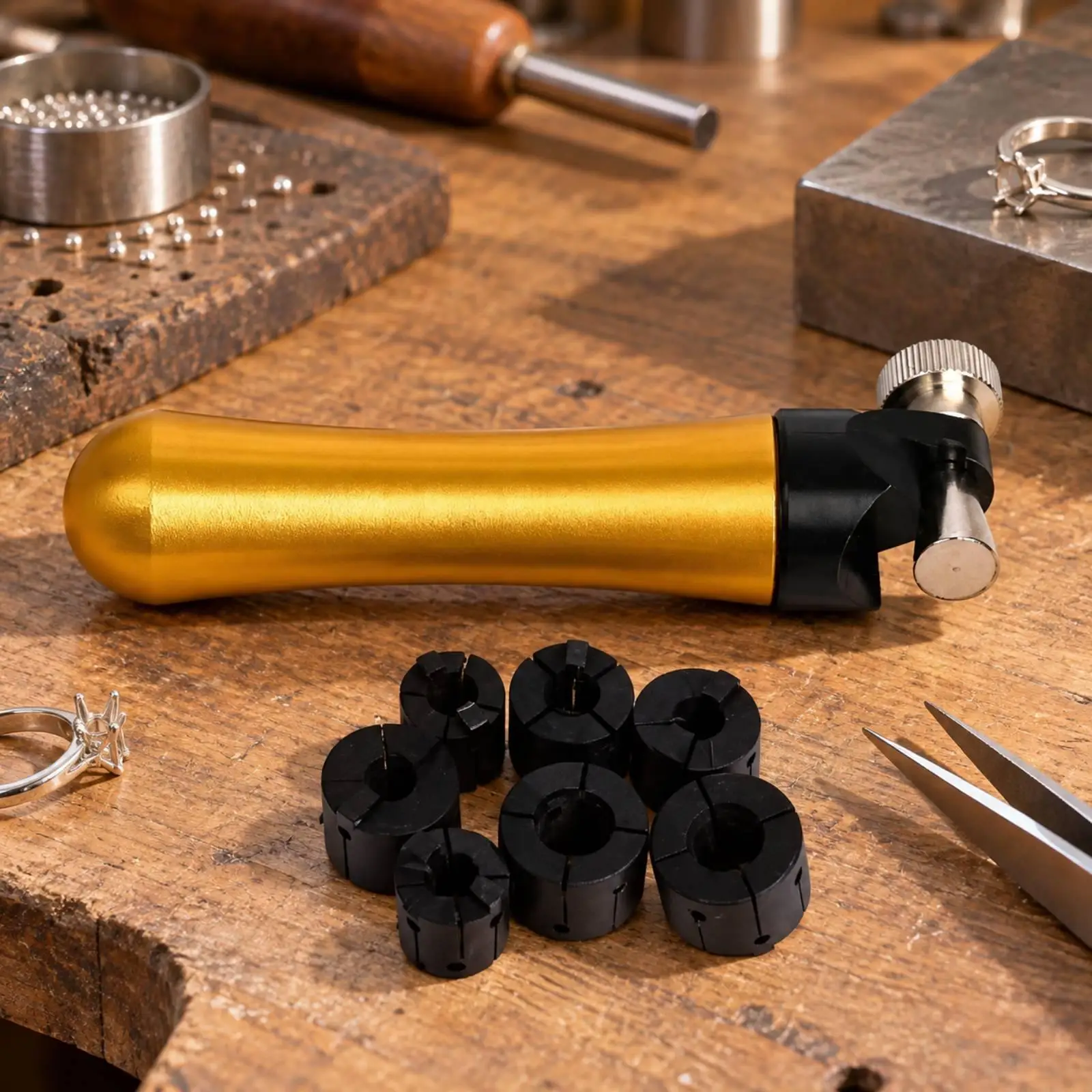Jewelry Ring Clamp with Inserts for Stable Ring Holding in Detail Work and Polishing Tasks