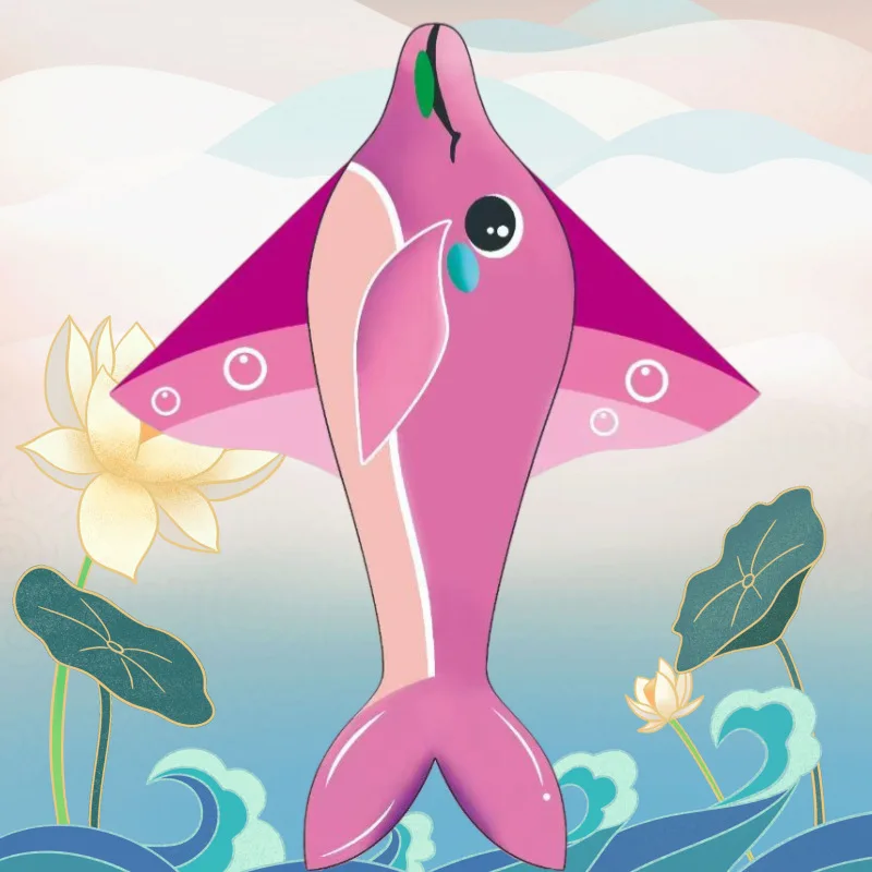 凧草原凧風を飛ばす子供大人大型イルカ凧ストリングなしギンガムアウトドア楽しいスポーツおもちゃ 1.6 メートル