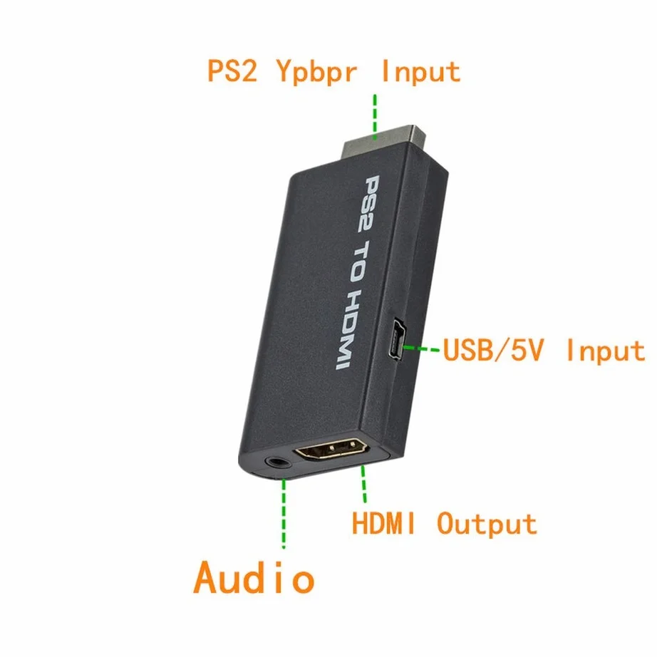 YIGETOHDE PS2 to HDMI 480i/480p/576i Audio Video Converter With 3.5Mm Audio Output Supports All PS2 Display Modes PS2 TO HDMI