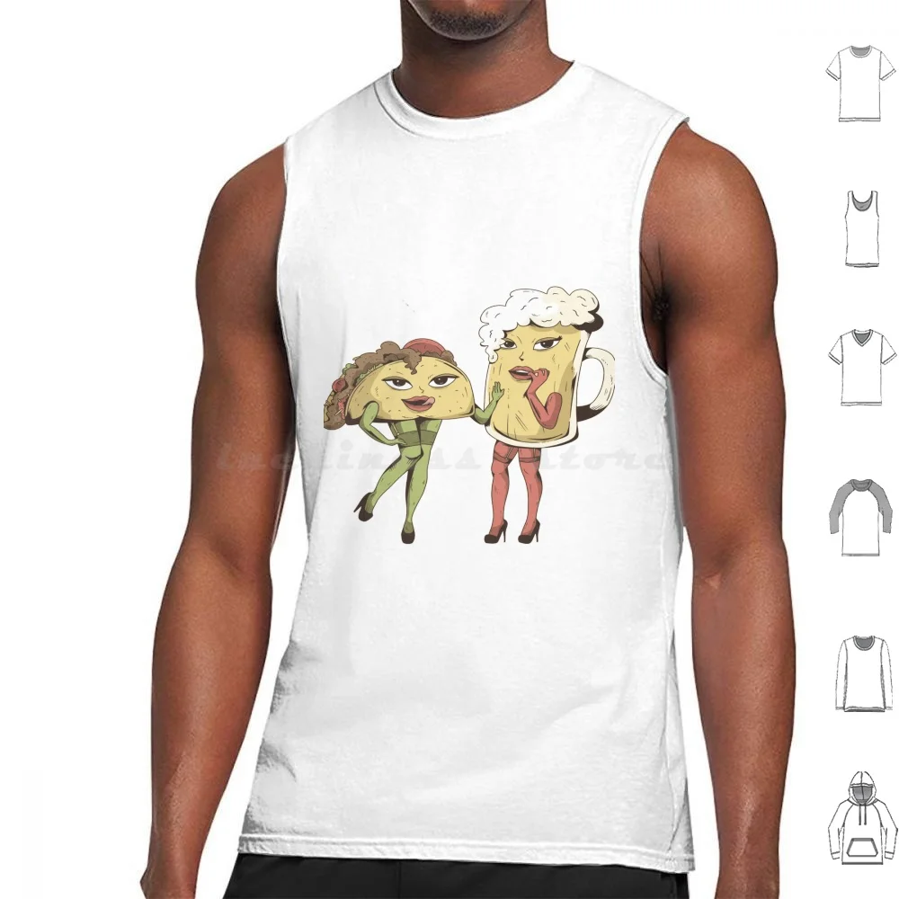 Sexy Taco Beer Tank Tops Vest Sleeveless Taco Beer Sexy Characters Food Drink Tacos Funny Party Drinking Mexico Tequila