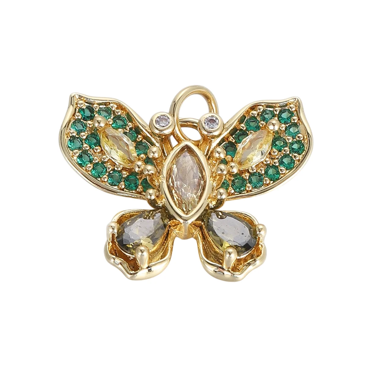 2 pièces pavé incrusté Zircon cuivre plaqué pendentif collier à faire soi-même fabrication de bijoux trèfle à quatre feuilles fleur papillon étoile ovale accessoire