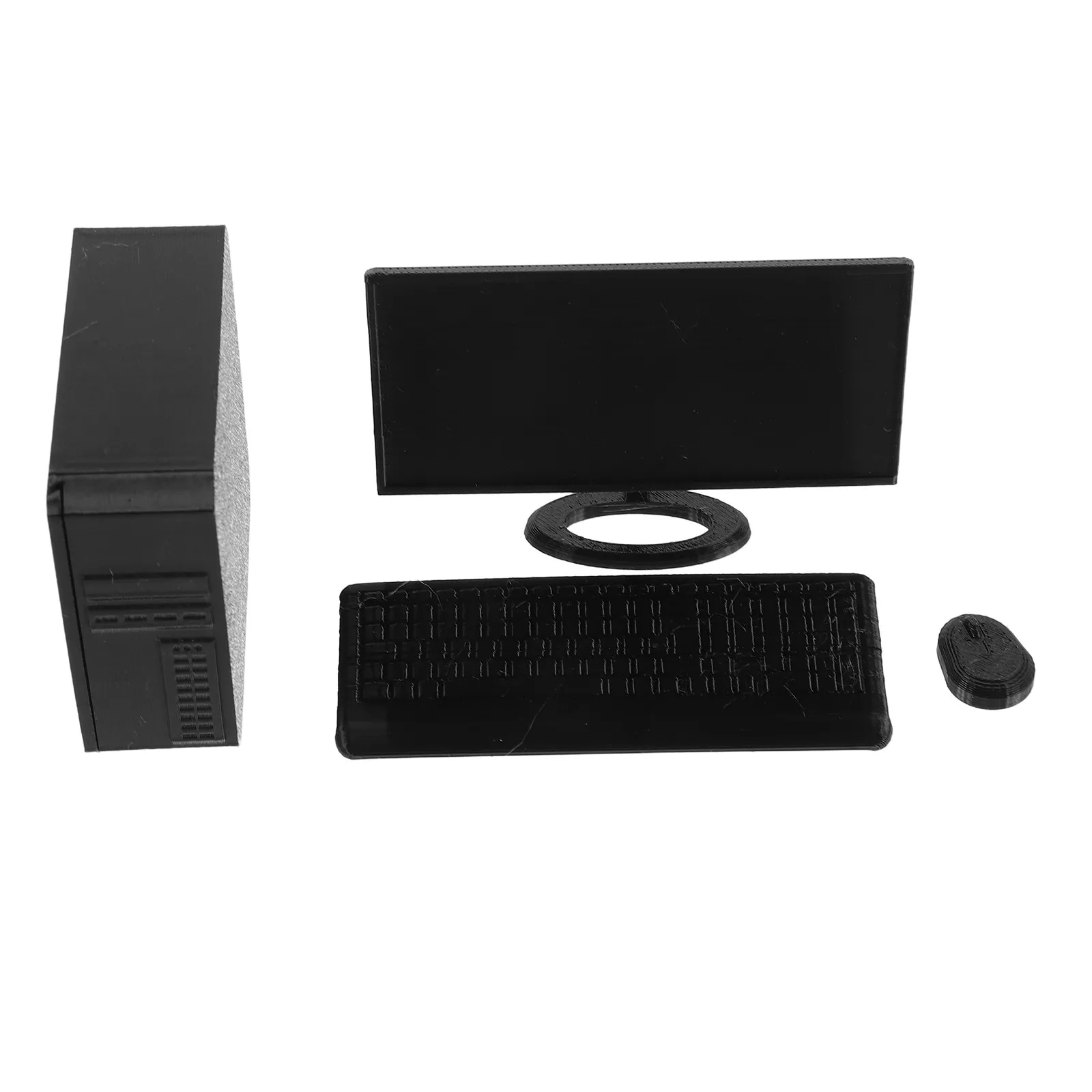 

2Sets Miniature Computer Set Realistic Small Scale Pc Keyboard Mouse Mini Desk Accessories for Dollhouse Living Room Office