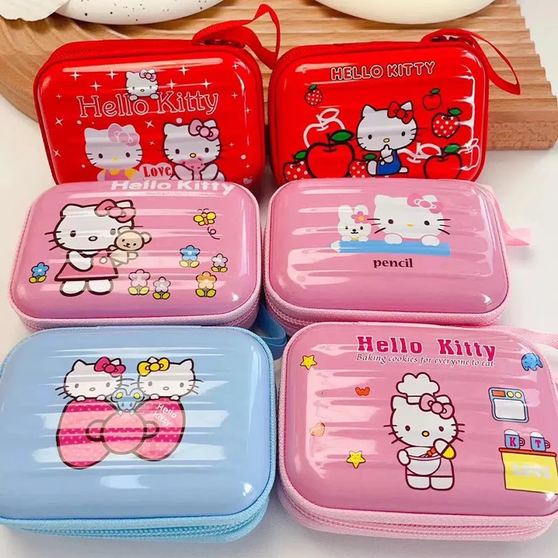 Sanrio Hello Kitty Storage Bag Cute valigia Shape casuale A Student Tote A Zipper Bag Cartoon children\'s Coin Storage Box Gift