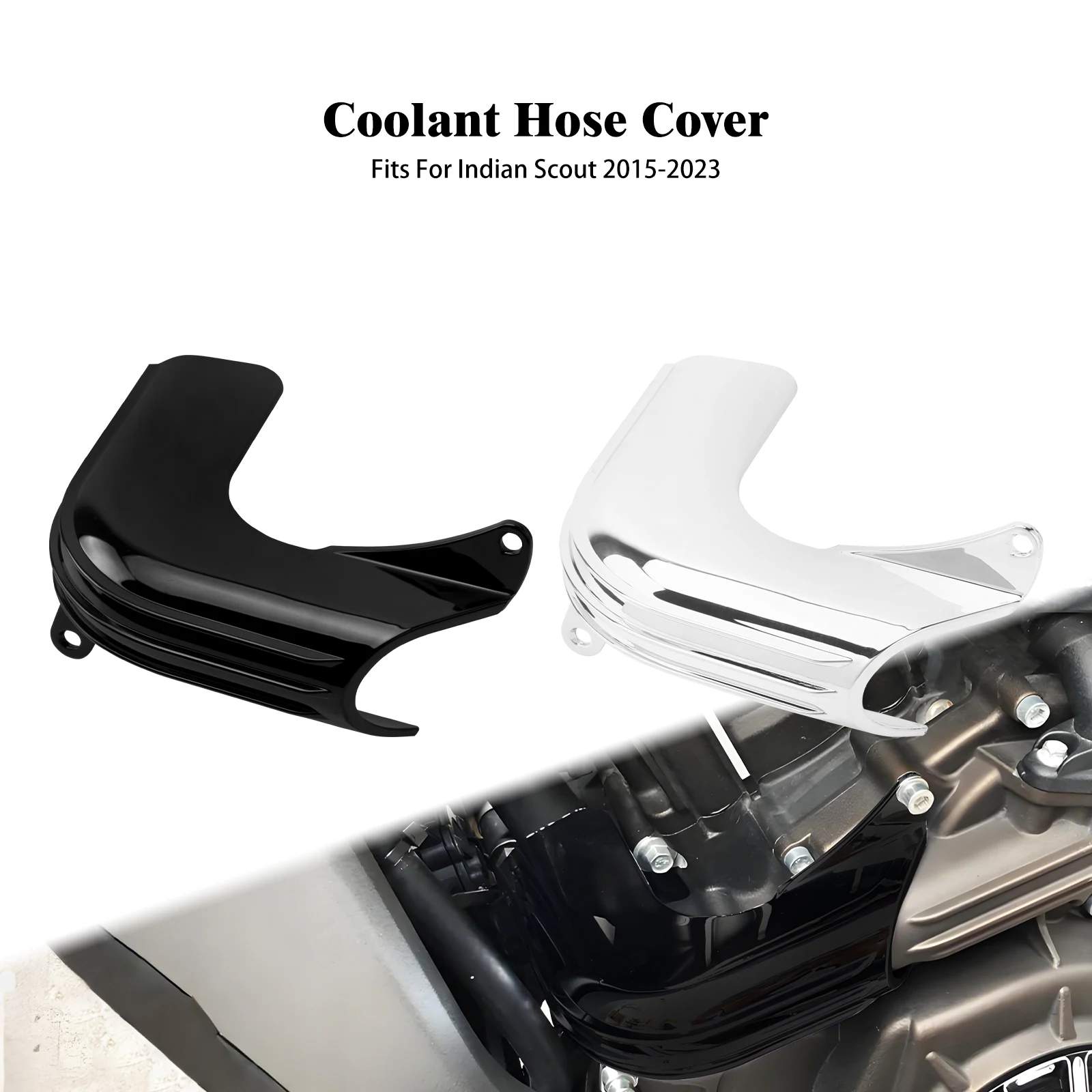 

Motorcycle Engine Coolant Hose Trim Cover Black/Chrome Cap For Indian Scout Sixty Bobber 2015-2023 Cooling Fluid Pipe Protection