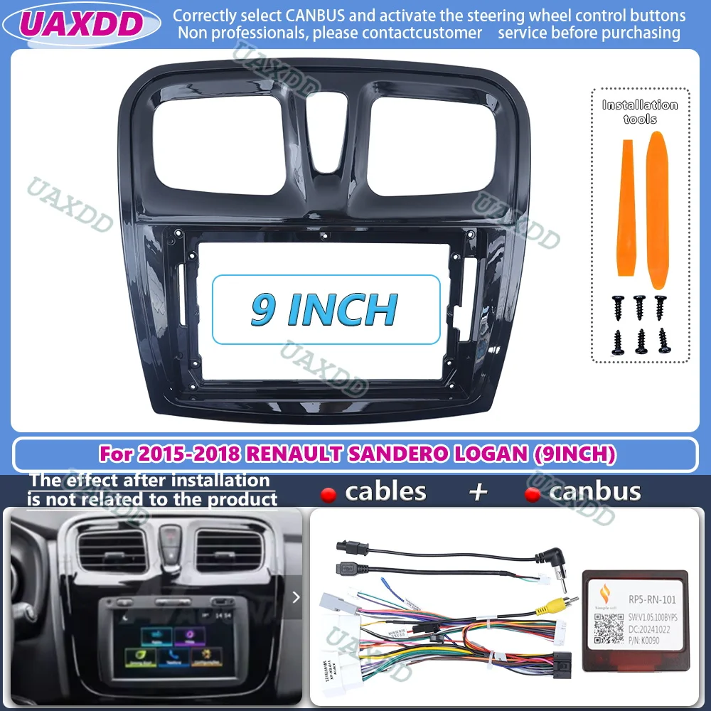 

Android frame Kit panel Center fascia cable For 2015-2018 RENAULT SANDERO LOGAN 9INCH 2 Din Car Interior stereo radio fascia CD