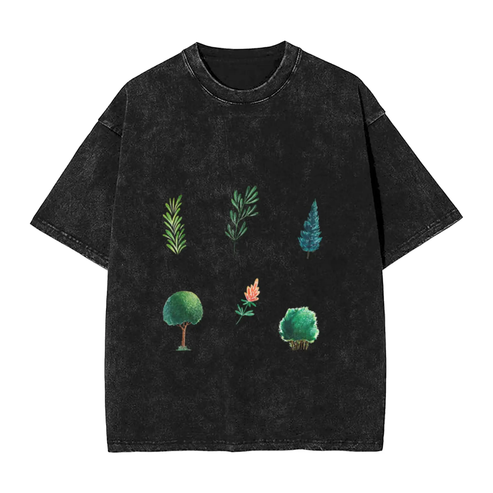 Watercolor plants pattern  Classic Comfort A Vintage Oversized Cotton Unisex T-Shirts