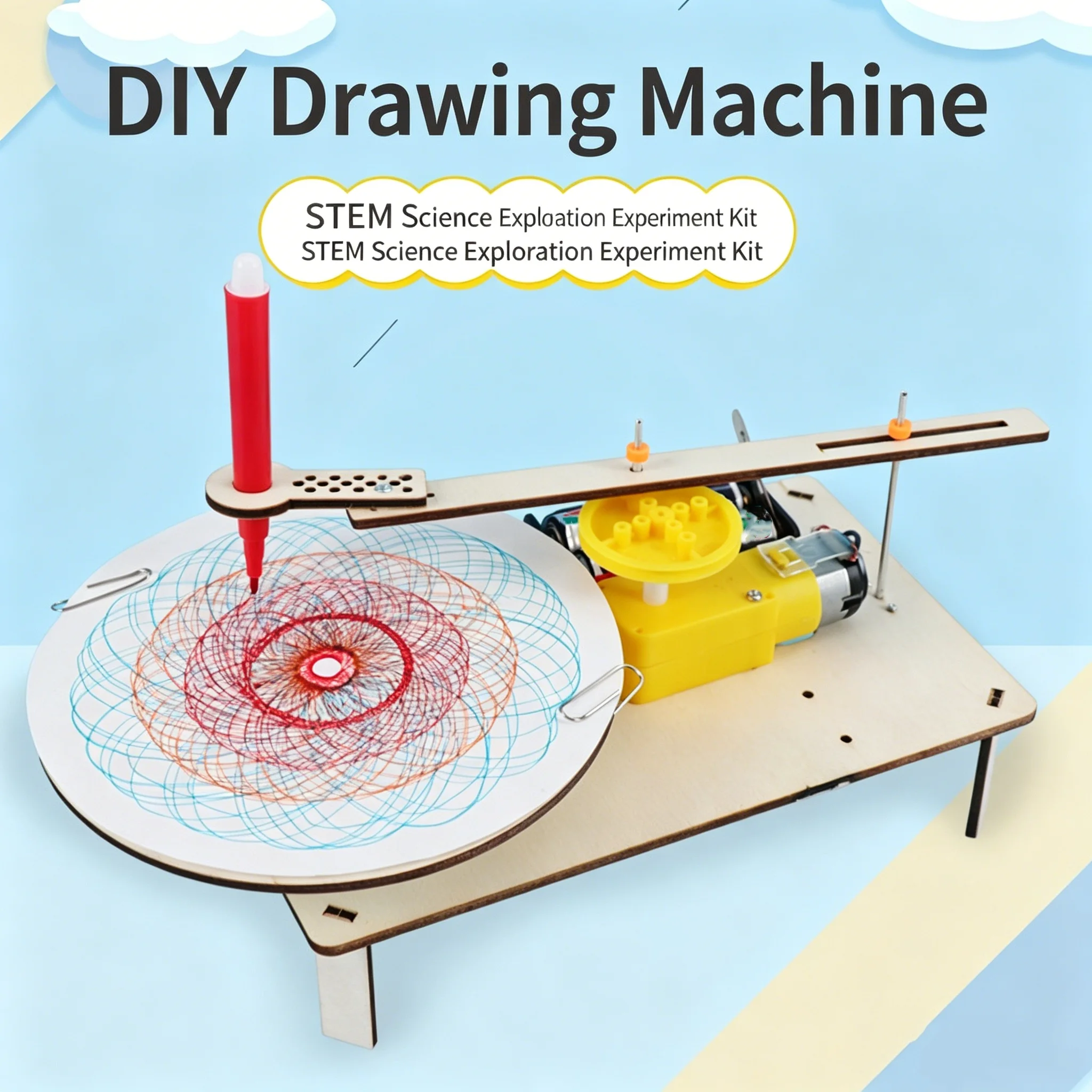 DIY Wooden Electric Plotter Drawing Robot Creative STEM Model Science Electronics Kits Auto Painting Physics Experiment  Adults