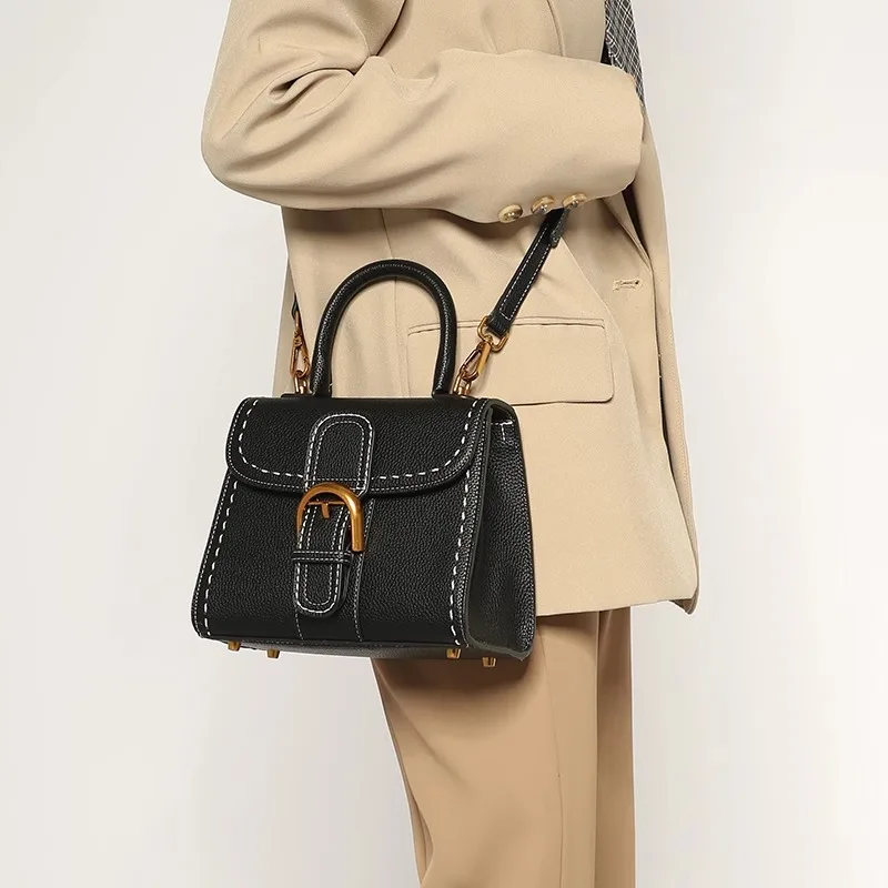 High Quality Leather Handbag Women's 2026 New Style  Hoof Buckle Single Shoulder Crossbody Bag Hong Kong Genuine Leather...