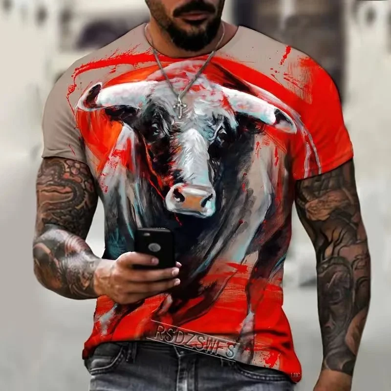 Summer Sports Men's T-shirt Spanish Bullfighting Shirt Casual Printed Short Sleeved Street Wear Daily Fashion O-neck Clothing