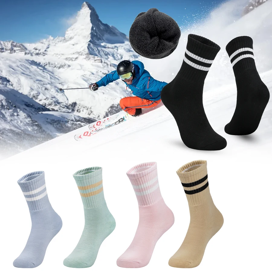 

1 Pair New Women Warm Socks Autumn Winter Thickened Fleece-lined Towel Socks Socks Outdoor Terry Floor Socks Ski Socks