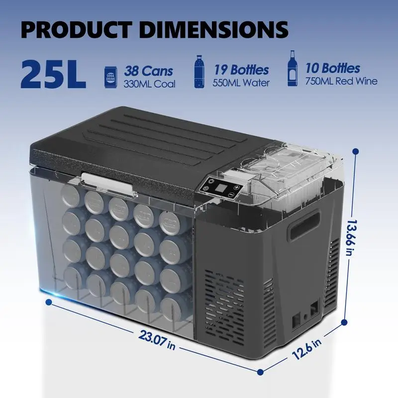 Simzlife-家庭用ポータブル冷蔵庫、車用冷蔵庫、屋外、12 v、24v dc、110-240v ac、26qt 32qt