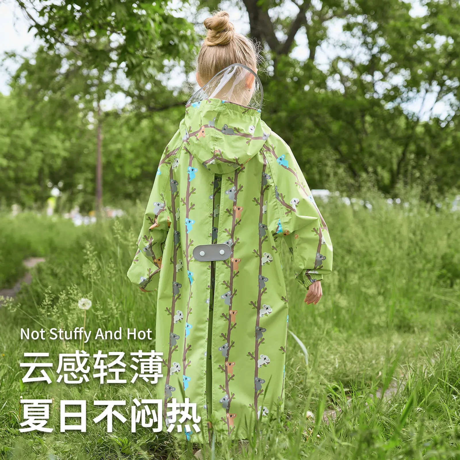 Polyester Pongee Kids Raincoat Children Rain Poncho Full Body Wateproof Rain Coat Jacket with Backpack Position Student RainWear