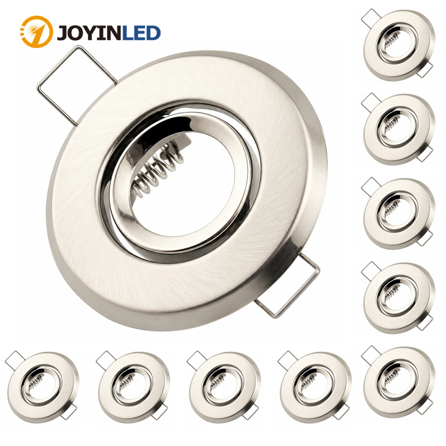 JOYINLED 1/10PCS Satin Nickel MR11 Downlight Fitting with Lamp Holder 70mm Dia 45mm Cutout Ceiling Spotlight Mounting Brackets