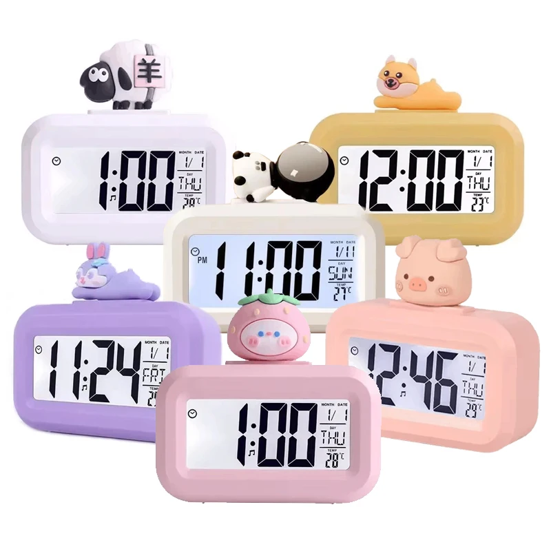 Cartoon Music Stopwatch for Studying Time Management Date Countdown Timer Digital Table Clocks Reminder Desktop Alarm Clock