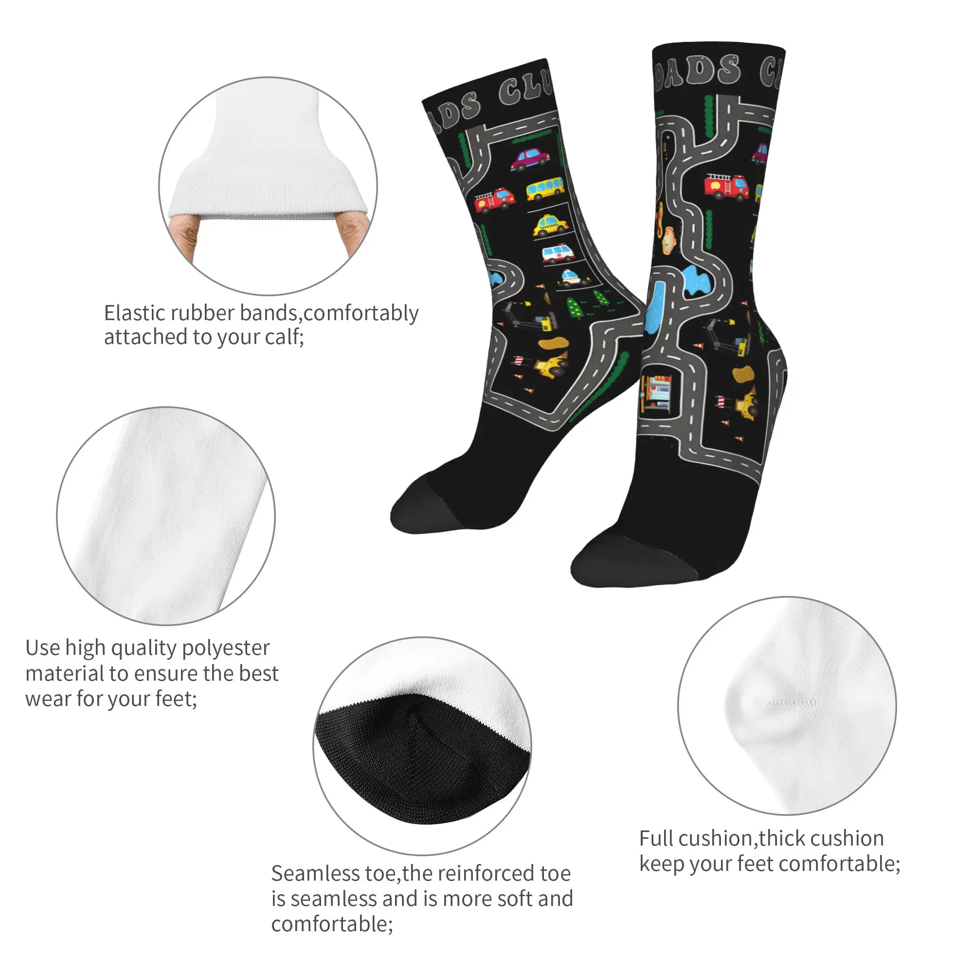 Winter Warm Funny Men's Women's Tired Dads Club Car Race Track On Dad Socks  Sweat Absorbing Basketball Socks