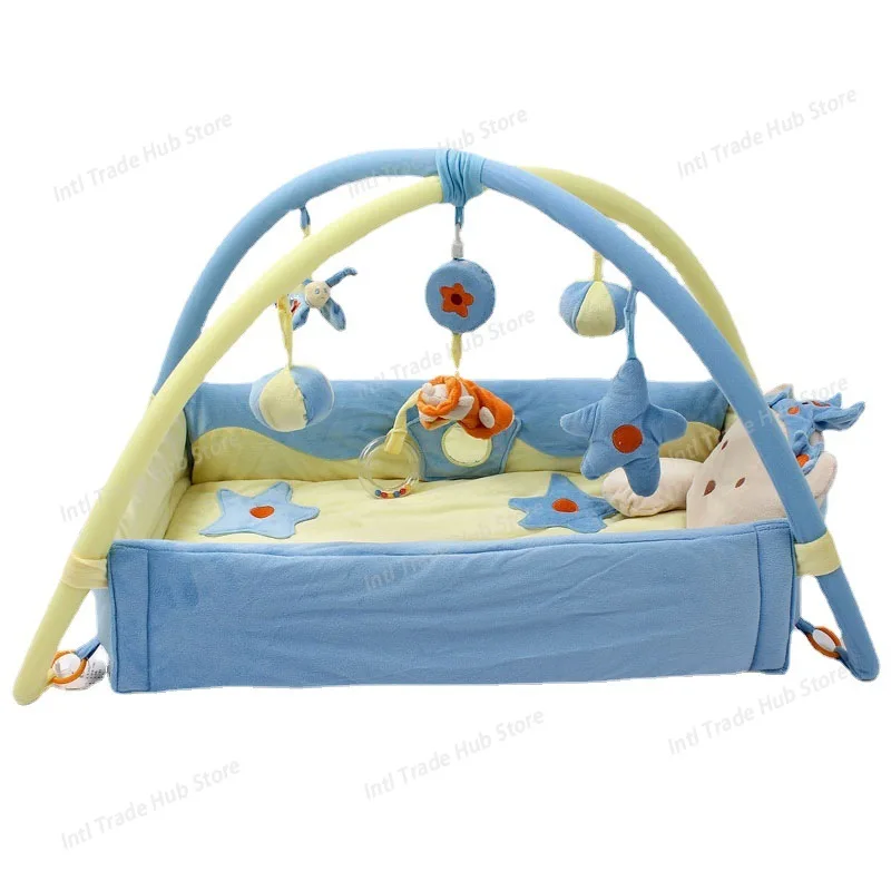 

Детская кровать с каркасом для фитнеса, детский музыкальный коврик из хлопчатобумажной бархатной ткани для ползания, игровое одеяло, 0-12 месяцев, ребенок