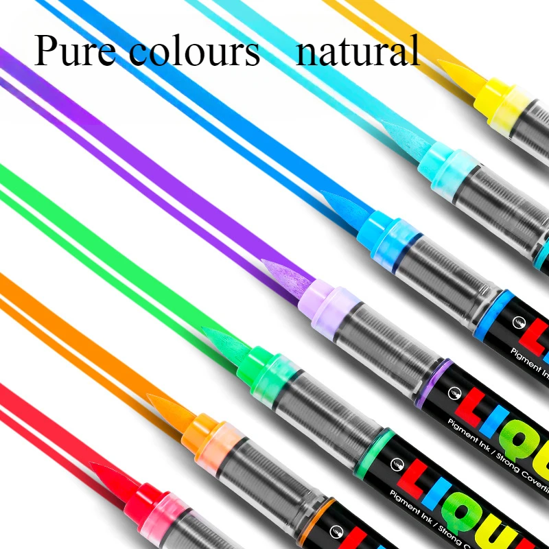 48-Color Straight Liquid Marker Pen Set  Acrylic Markers for Art that Be Drawn on Various Materials and with Smart Ink Control