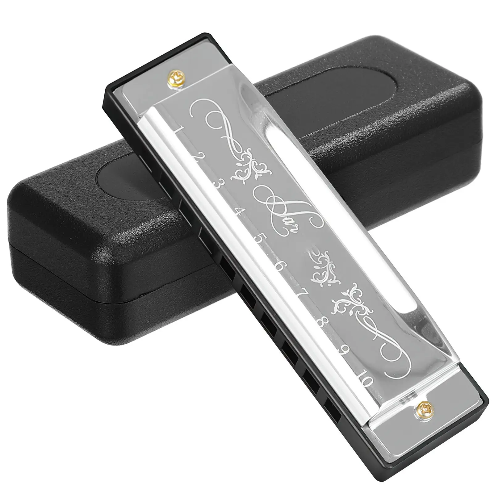 

2 Pcs Ten Hole Harmonica For Adults Durable Portable Musical Instrument Mouth Plaything With Precise Tuning Professional Metal