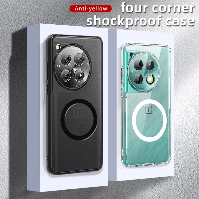 Matte & Clear Magnetic Wireless Charging Armor Magsafe Case For OnePlus 12 OnePlus12 1+12 Military Shockproof Back Cover